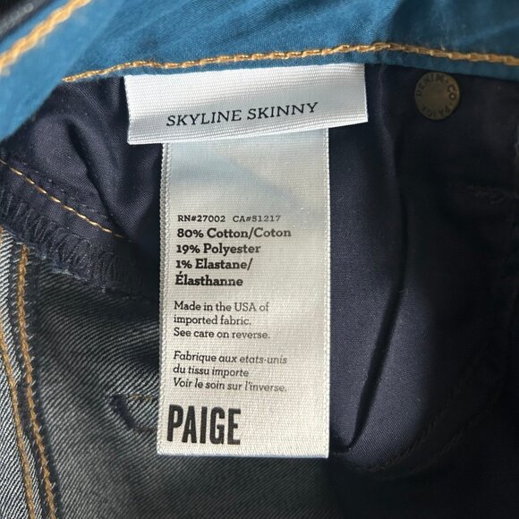 PAIGE Skyline Skinny Jeans Dark Wash Denim Women’s Size 27 - Picture 6 of 9